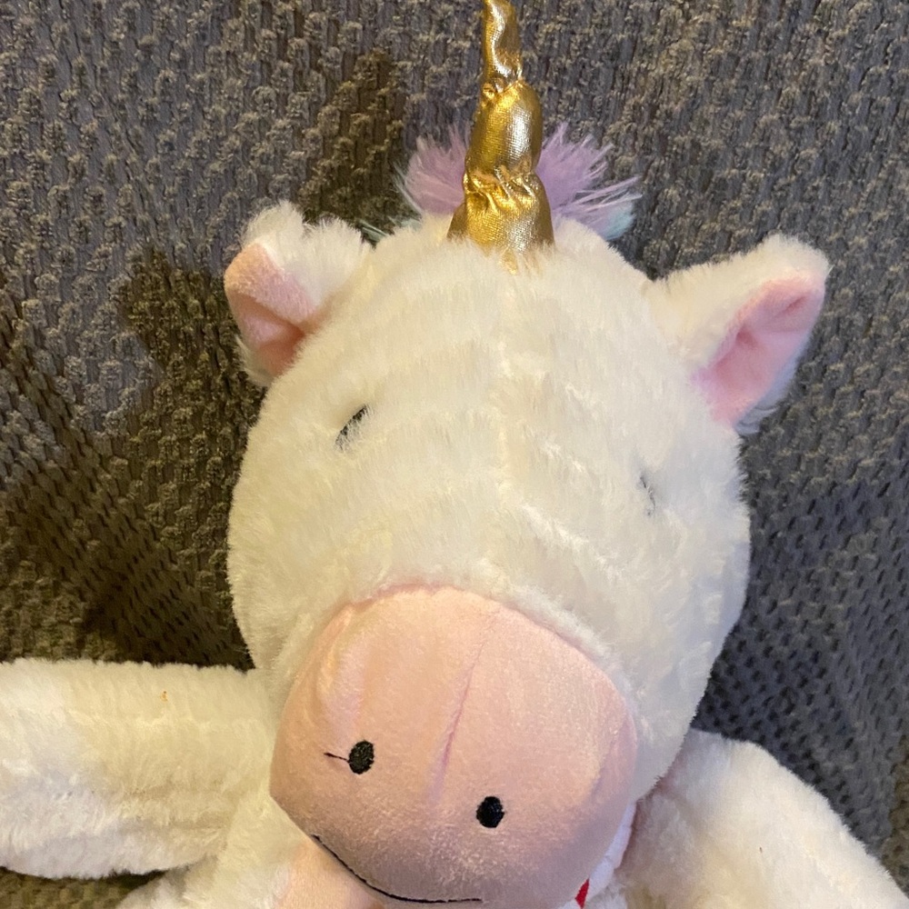 Charming White Unicorn Plush with Gold Horn - Picture 5 of 5